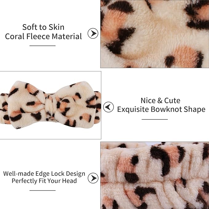 Casoty 6 Pcs Skincare Headband Bow Hair Band Spa Headband - Image 2