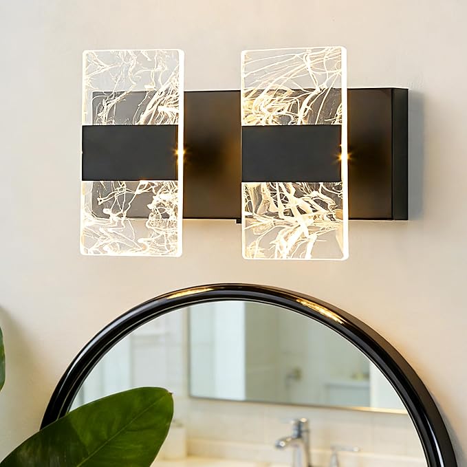 Modern LED Bathroom Light Fixtures Dimmable 2-Light Black Vanity Light by NADOSAHomeLighting
