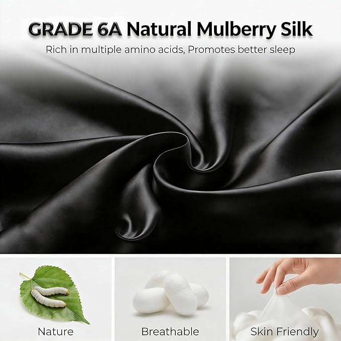 100% Mulberry Silk Sleep Mask for Women & Men – 22 Momme 6A Grade, 3D Contoured - Image 3