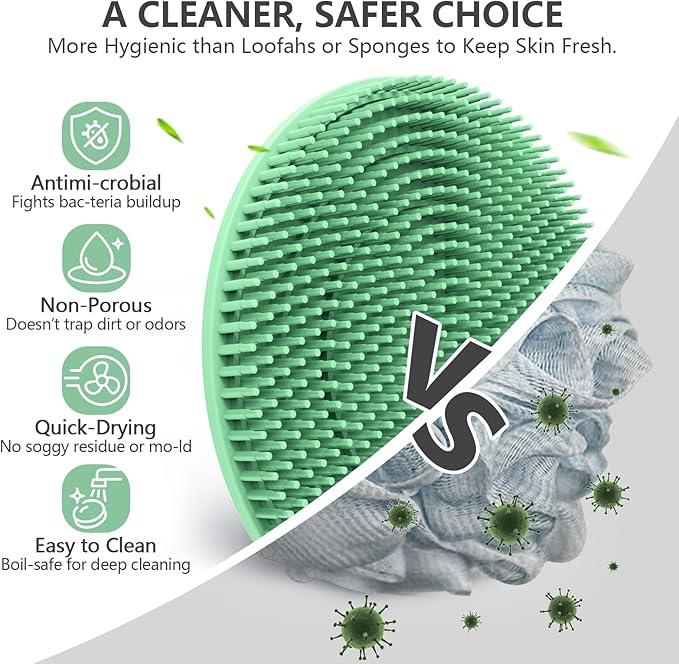 Silicone Body Scrubber 4 Pack, BEAUTAIL Shower Bath Scrubber, Gentle - Image 2