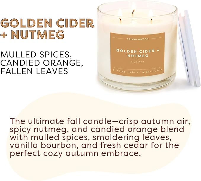 Calyan Wax Co. Golden Cider & Nutmeg 3 Wick Scented Candle - Image 6