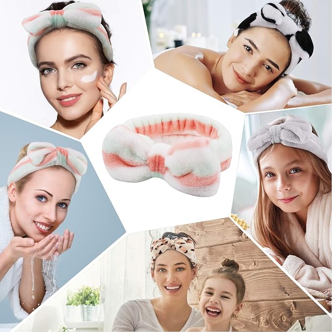 Casoty 6 Pcs Skincare Headband Bow Hair Band Spa Headband - Image 5