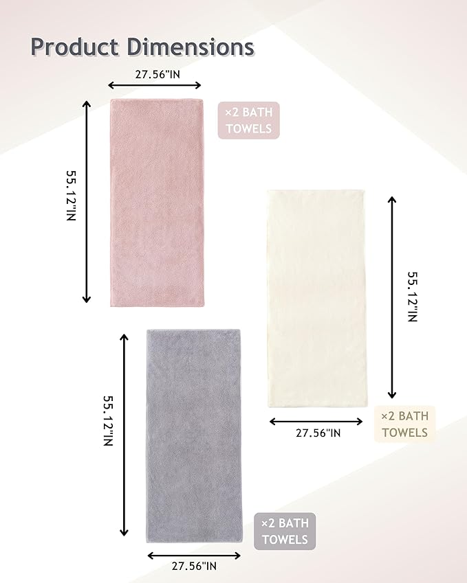 sakano 6-Piece Colorful Microfiber Bath Towel Set - Image 2