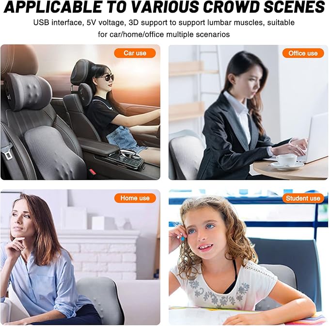 car headrest Pillow, Heat up Vibration Massage Neck Pillow, Memory Cotton Pillow - Image 5