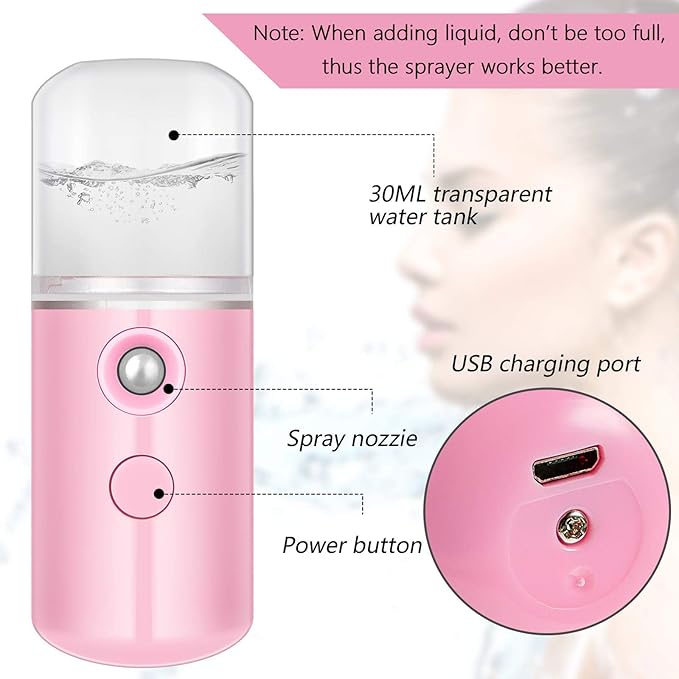 Mudder 8 Pieces Nano Facial Mister Face Sprayer Portable Handheld Humidifier - Image 3