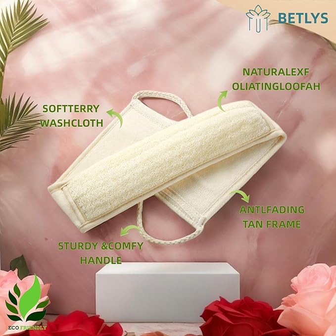 Natural Loofah Sponge Exfoliating Body Scrubber, Loofa Back Scrubber - Image 3