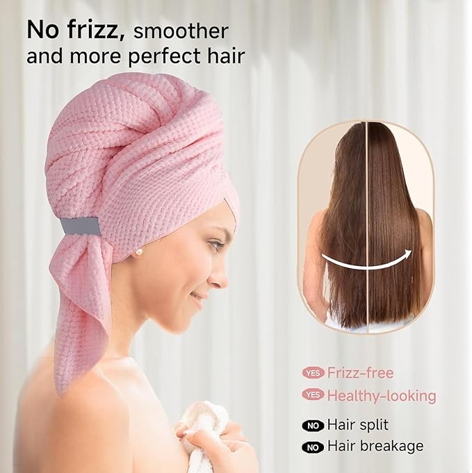 Microfiber Hair Towel Wrap Turban 2 Pack Large | Super Absorbent Quick Dry & - Image 6