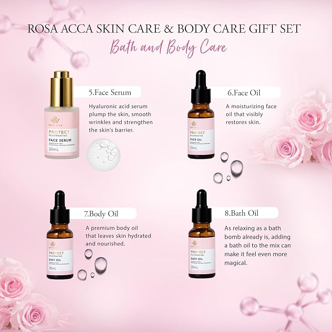 Mother's Day Gifts for Mom, Rose 23 Pcs Facial Skin Care Set, Bath and Body - Image 4