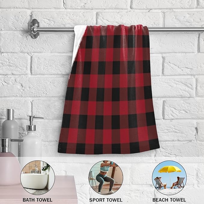 Black and Red Buffalo Plaid Hand Towels - Image 5