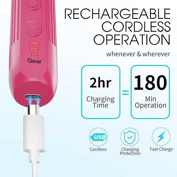 Professional Manicure Pedicure Kit -360° Light, Rechargeable Electric Nail Drill - Image 3