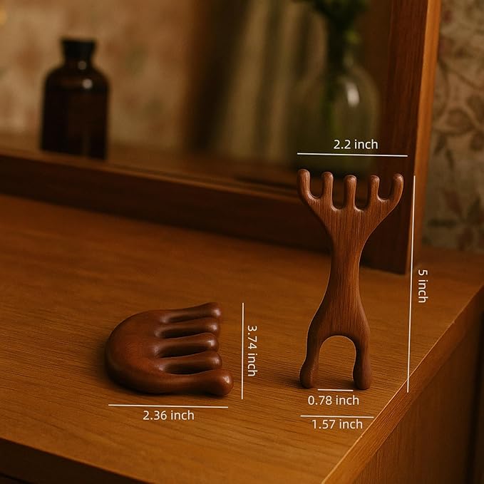Natural Wooden Hair Growth Scalp Massager Comb - Image 6