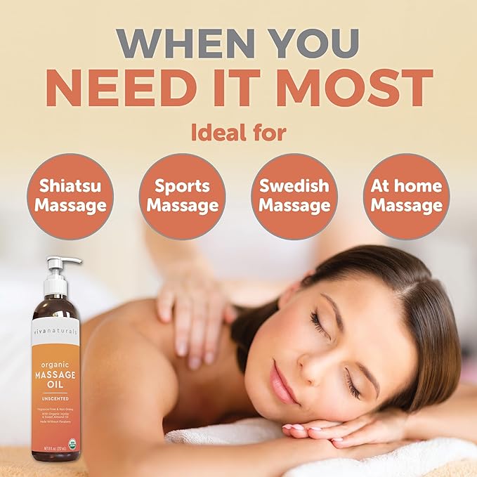 Viva Naturals Organic Massage Oil, 8 fl oz – Non-Greasy, Certified Organic - Image 7