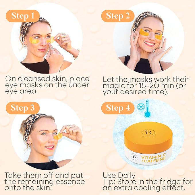 BLOOMORA Vitamin C & Caffeine Under Eye Patches, Under Eye Mask - Image 6