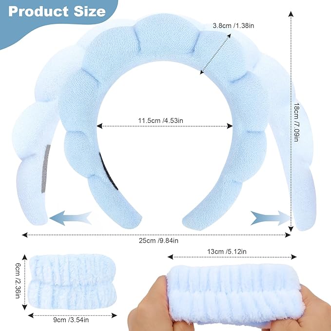 6Pcs Spa Set, Terry Cloth Headbands & Wrist Washbands - Image 2