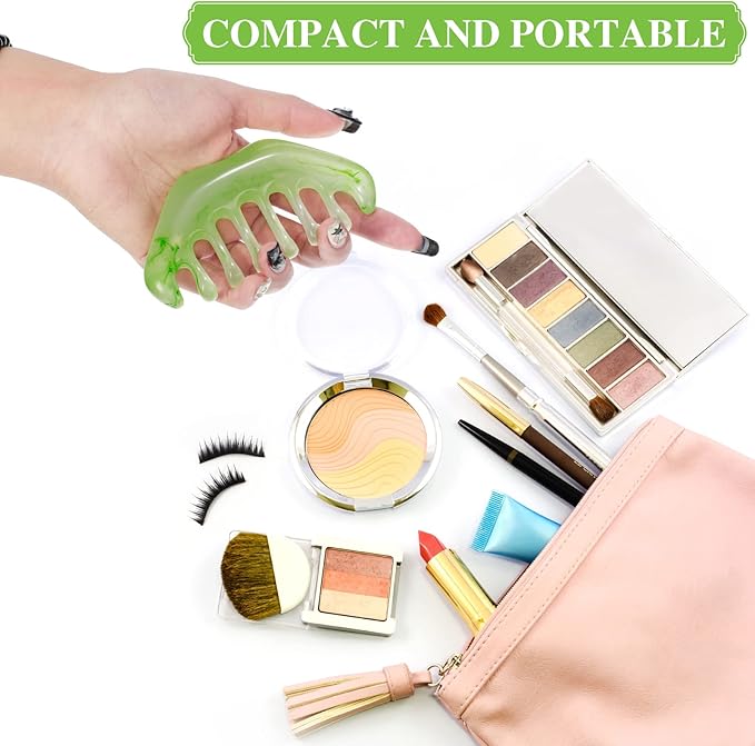 Geiserailie 2 Pcs Jade Combs Esthetician Supplies Massage Stone Hair Gua Sha - Image 5