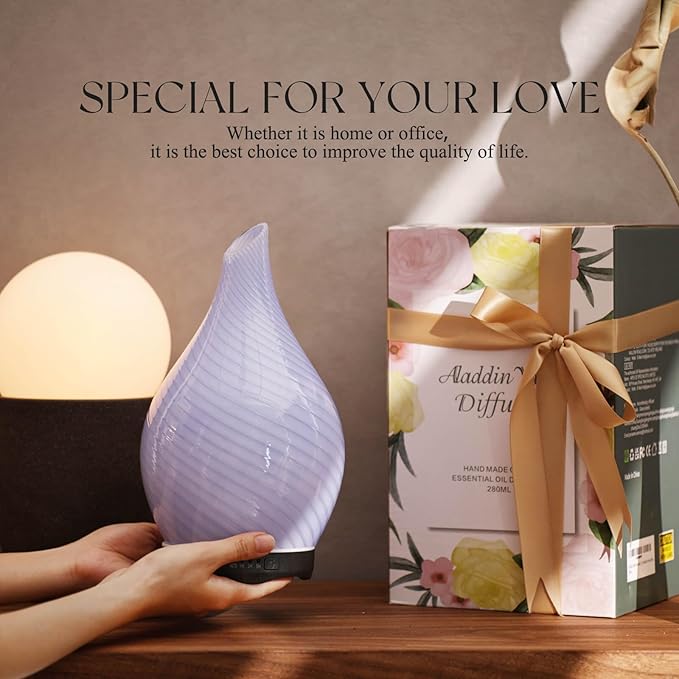 Porseme 280ml Essential Oil Diffuser Glass Color Changing Aroma Air Diffusers - Image 6