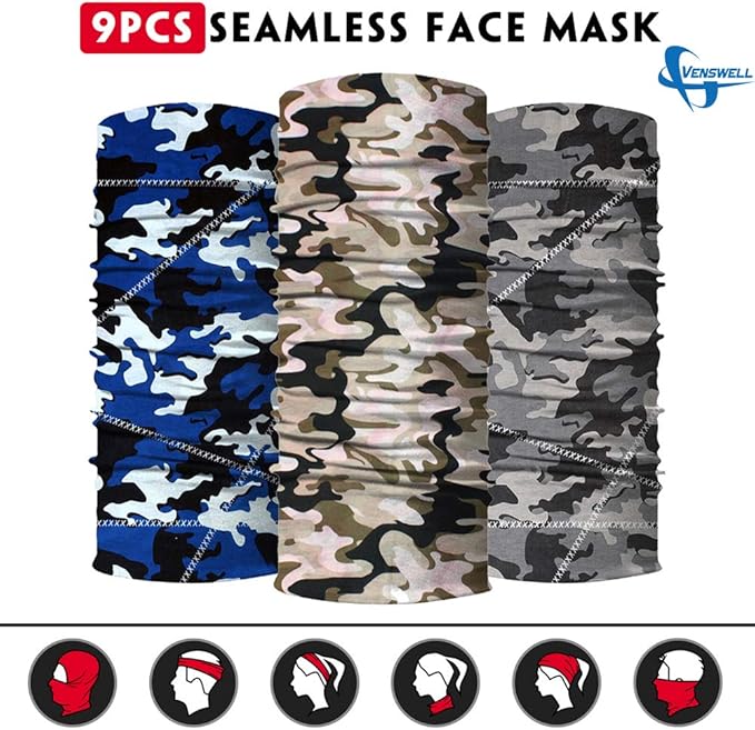 Venswell Neck Gaiter Face Mask Men Women, Seamless Bandana Rave Face Cover - Image 4