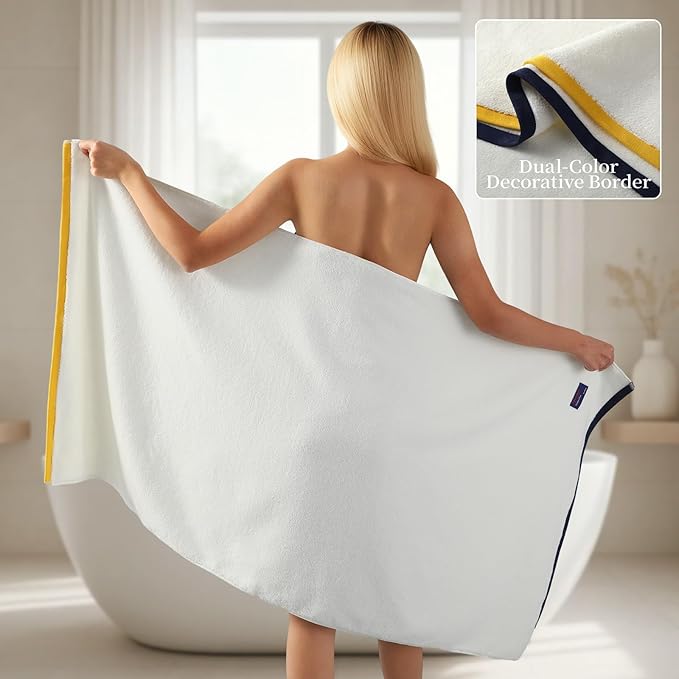REDKISS 100% Cotton 2 Pack Luxury Bath Towels 27 x 54 Inches, Oversized Bath - Image 2