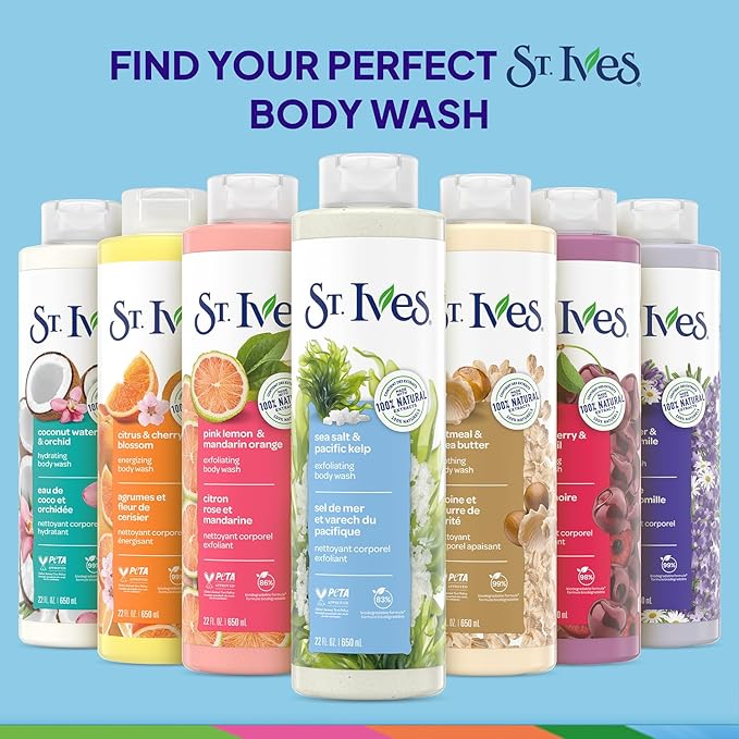 St. Ives Body Wash, Sea Salt & Pacific Kelp Exfoliating Shower Gel 2-Pack - Image 8