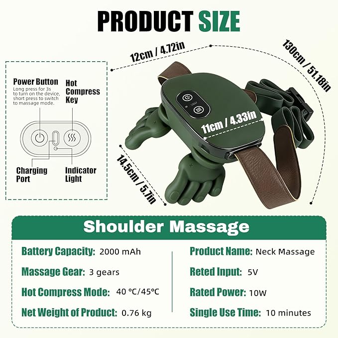 Shoulder & Neck Massager with Heat, 4D Kneading Neck Massager with Bionic - Image 6