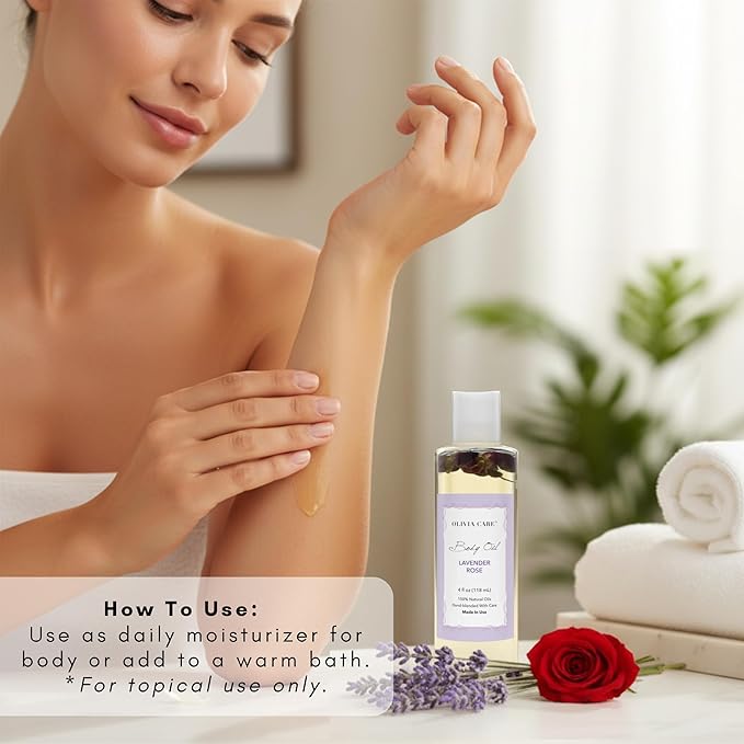 Olivia Care Body Oil Lavender Rose Vegan & Natural Perfume Oil - Image 6