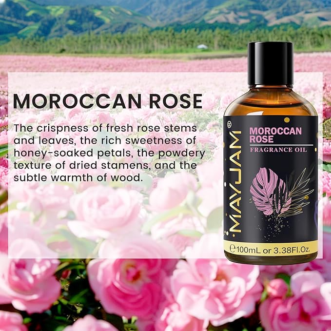 Moroccan Rose Fragrance Oil Essential Oil, MAYJAM 3.38FL.OZ Moroccan Rose Oil - Image 3