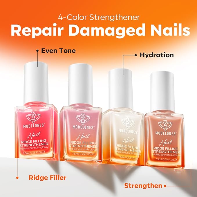 modelones Nail Strengthener Kits Milky White Glitter Pink Nude Nail Polish Sets - Image 9