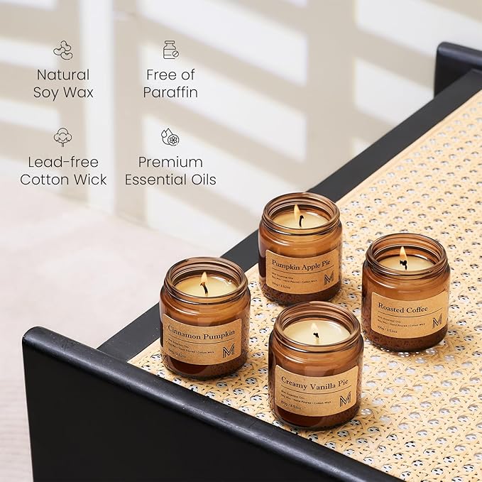 M&SENSE 4 Pack Fall Christmas Candle Gift Set, Aromatherapy Candle Gift - Image 3