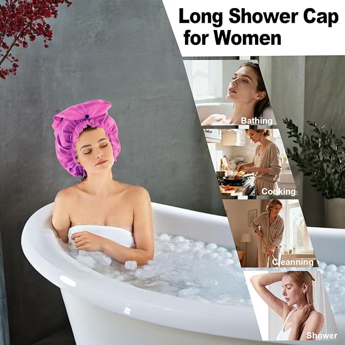ELEBOX 4 Pack Extra Large Shower Cap - Image 2
