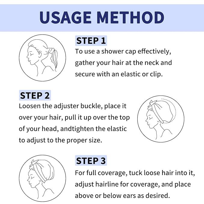 1 PCS Shower Cap, Double Layer & Adjustable Bathing Cap - Image 7