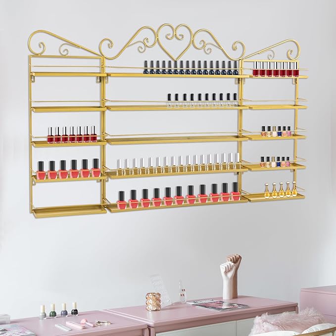 5 Tiers Wall-Mounted Nail Polish Storage Racks Metal Nail Polish Holder - Image 8
