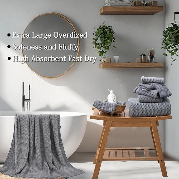 Hailea Gray Bath Towels Set 35x70 Inches - Image 6