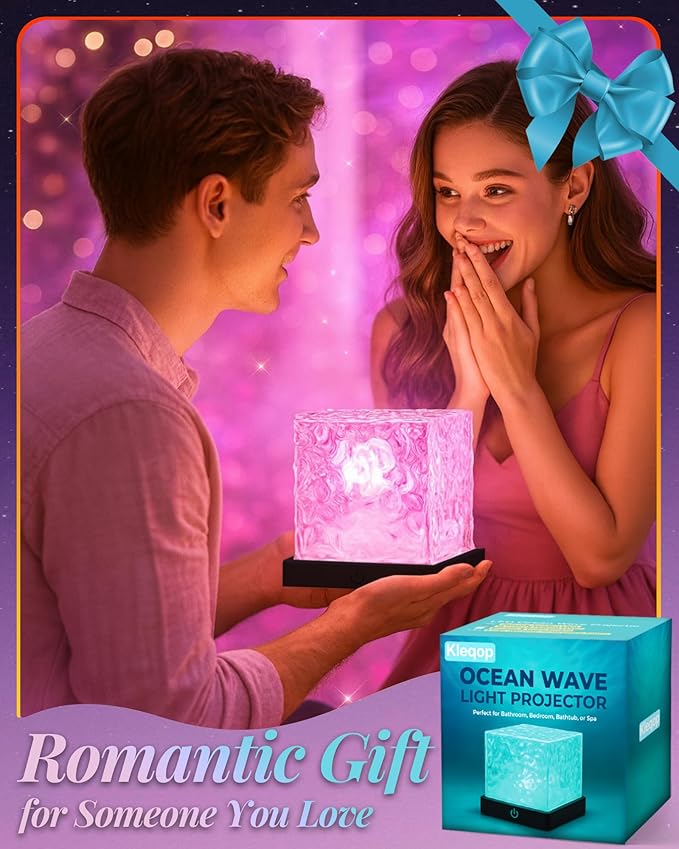Rechargeable Shower Light Cube, 16 Color Ocean Wave Projector Light Battery - Image 6