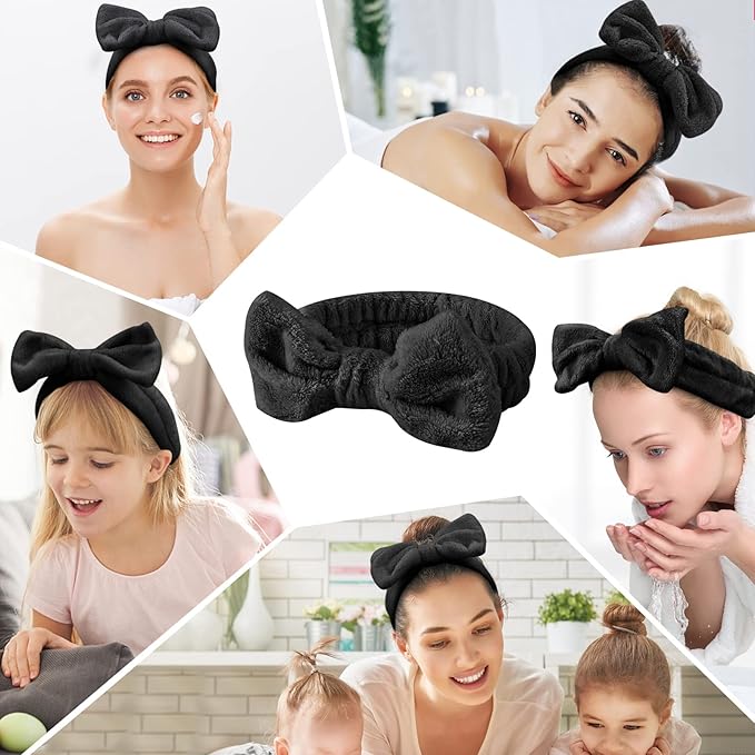 Casoty 6 Pcs Black Spa Headband, Bow Hair Band, Hair Band - Image 6