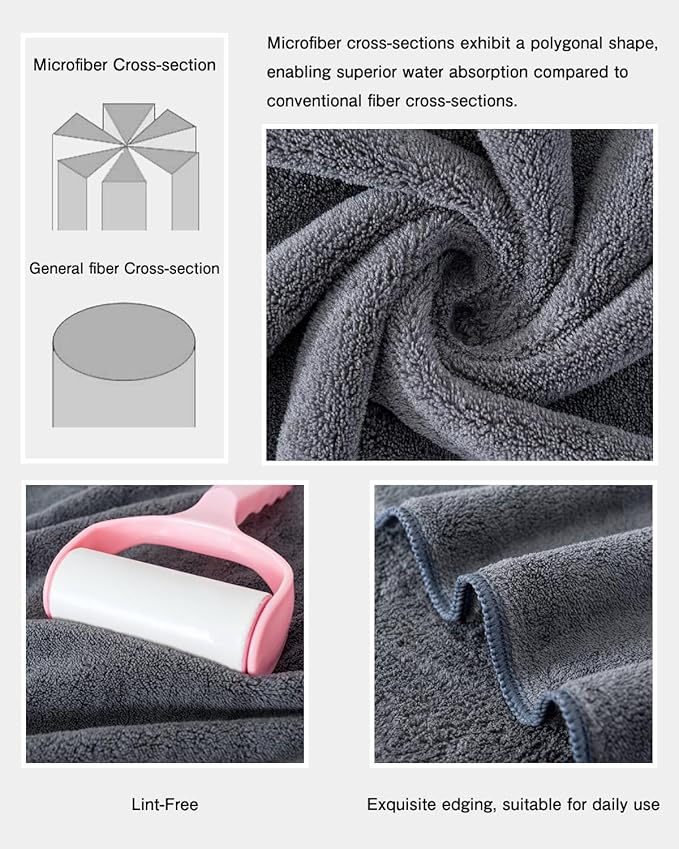 sakano Microfiber Bath Towel Set Ultra Soft Absorbent Speedy Drying Fade - Image 3