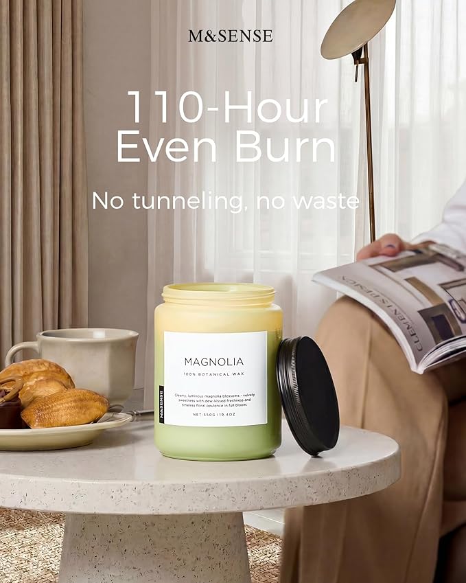 M&SENSE Magnolia Jasmine Romantic Scented Candle, 19.4oz 110 Hours Long Lasting - Image 6