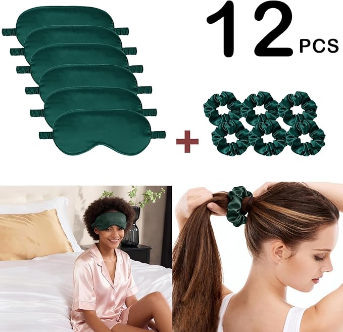 12Pcs Silk Sleep Masks Satin Eye Mask Silky Eyes Cover Blindfold Eyeshade Hair - Image 4