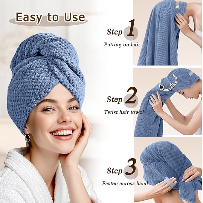 2-Pack Women's Microfiber Hair Towel Wrap - Image 2