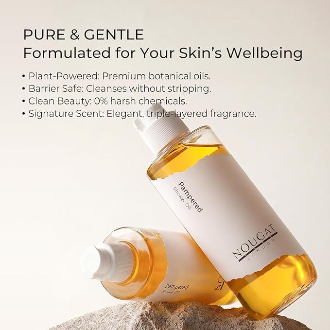 NOUGAT Pampered Shower Oil for Daily Bath Routine, Transforming Oil-to-Milk - Image 8