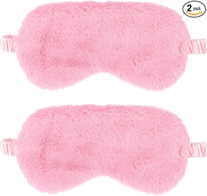 2 Pcs Plush Eye Mask Soft Sleeping Blindfold Eye Cover Comfortable Furry Faux by WY+LIGHTING+LEVEL