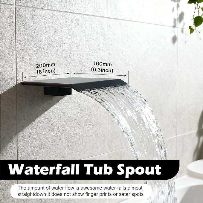 Midanya Shower System with Tub Spout, Bathtub Shower Faucet Set with Square - Image 3