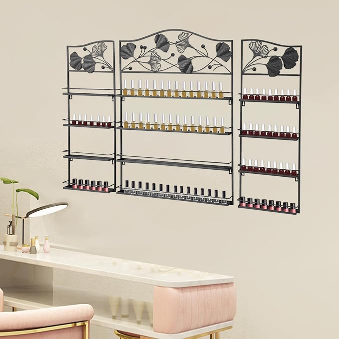 4 Tier Wall-Mounted Nail Polish Storage Racks 3PCS Metal Nail Polish Organizer - Image 5