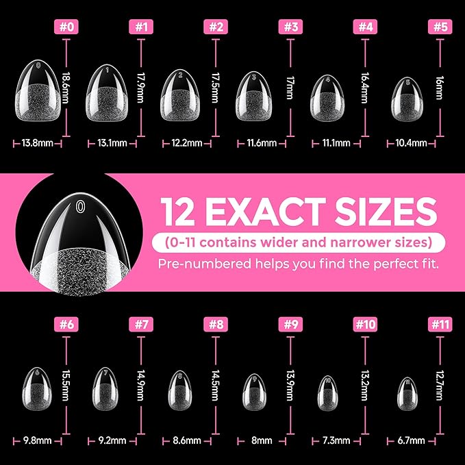 UNA GELLA Extra Short Almond Nail Tips Full Cover 216PCS Gel Nail Tips Short - Image 8