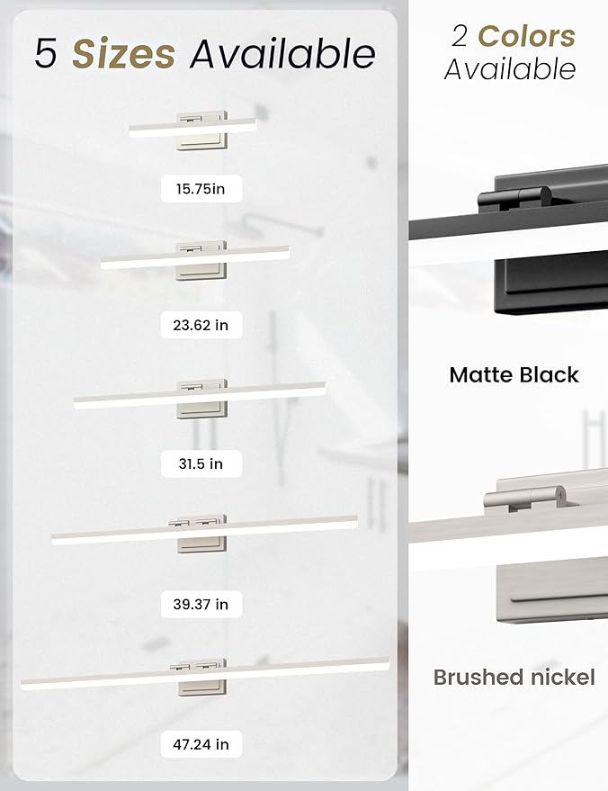 VOLISUN Modern Bathroom Vanity Light 24 inch, 24W Dimmable 5CCT Led Bathroom - Image 7