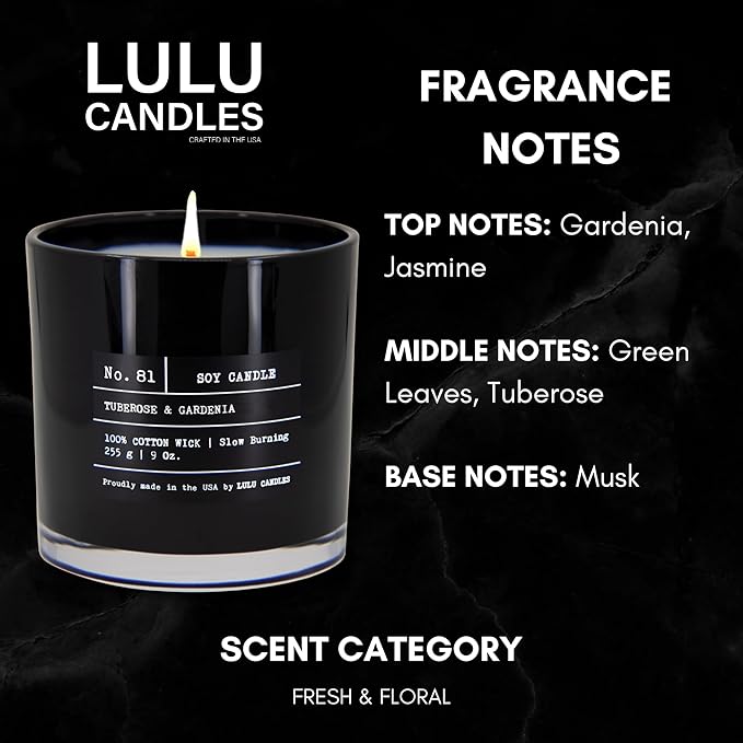 Lulu Candles | Tuberose & Gardenia | Luxury Scented Soy Jar Candle | Hand - Image 2
