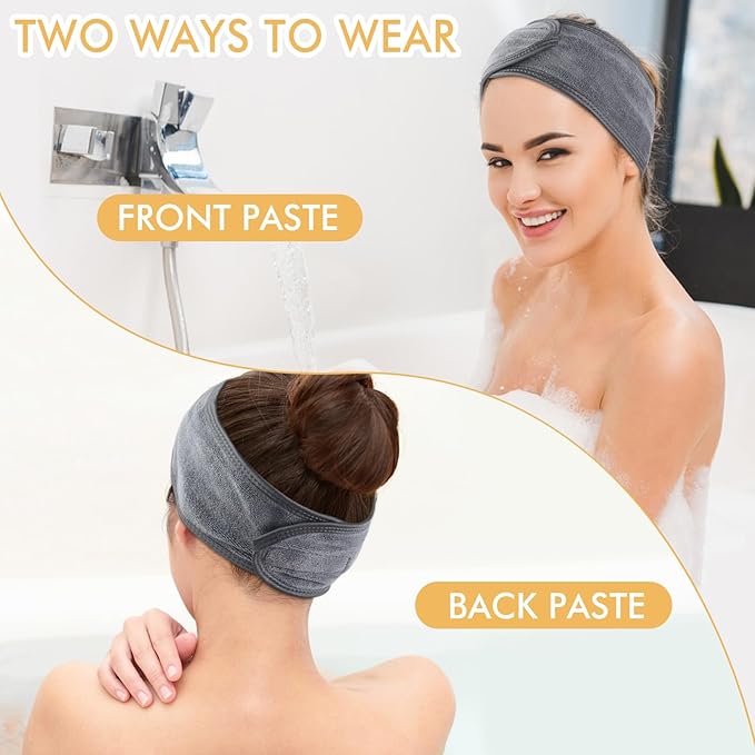 SINLAND Spa Headband for Women 3 Counts Adjustable Makeup Hair Band - Image 3