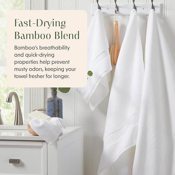 Springtree Home Luxury Bamboo Rayon Bath Towel Set of 4 | 35% Bamboo Rayon - Image 3