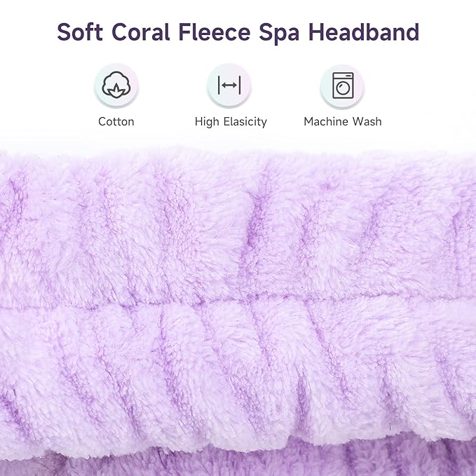 WSYUB Spa Headband, Headband for Washing Face, Shower Skin Care Fluffy Stocking - Image 5