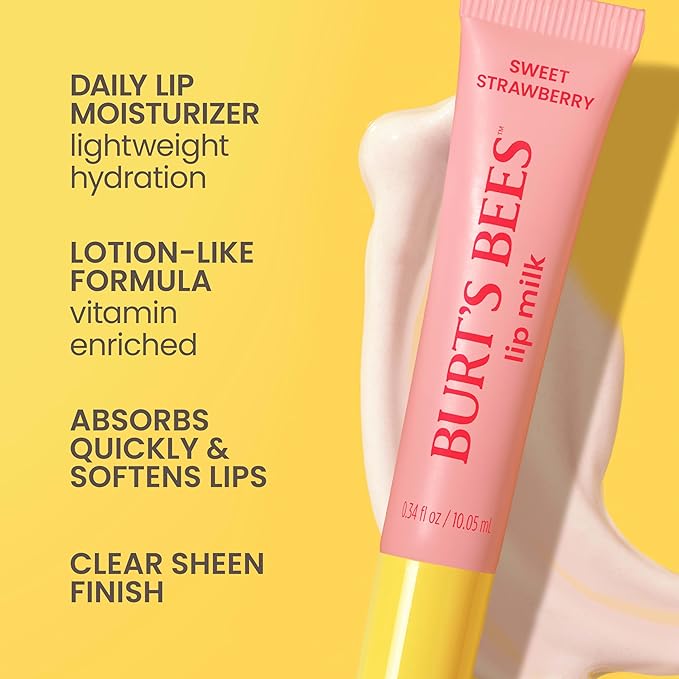 Burt’s Bees Lip Milk, Daily Lip Moisturizer, Sweet Strawberry, Vitamin Enriched - Image 2