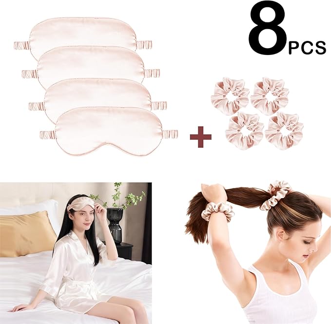Satin Eye Mask 8Pcs Silk Sleep Masks Silky Blindfold Eyeshade Blackout Eyes - Image 2